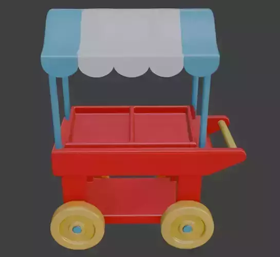 Cartoon Ice Cream Cart 3D Model