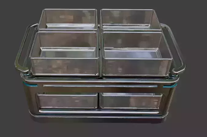 Stainless Steel Storage Trolley 3D Model