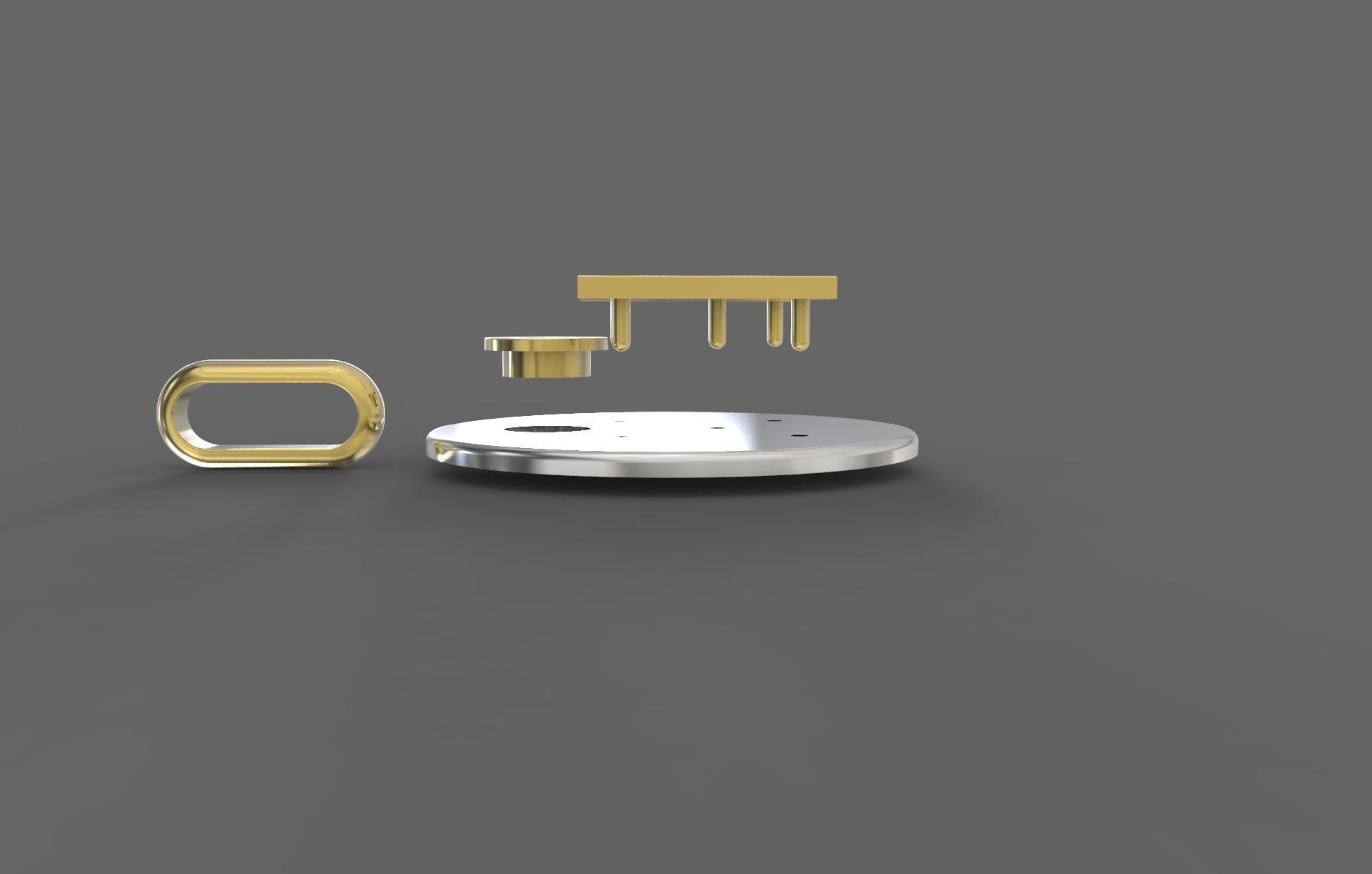 M Pendant letter in gold and silver 3D print model_2