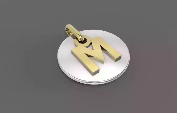 M Pendant letter in gold and silver