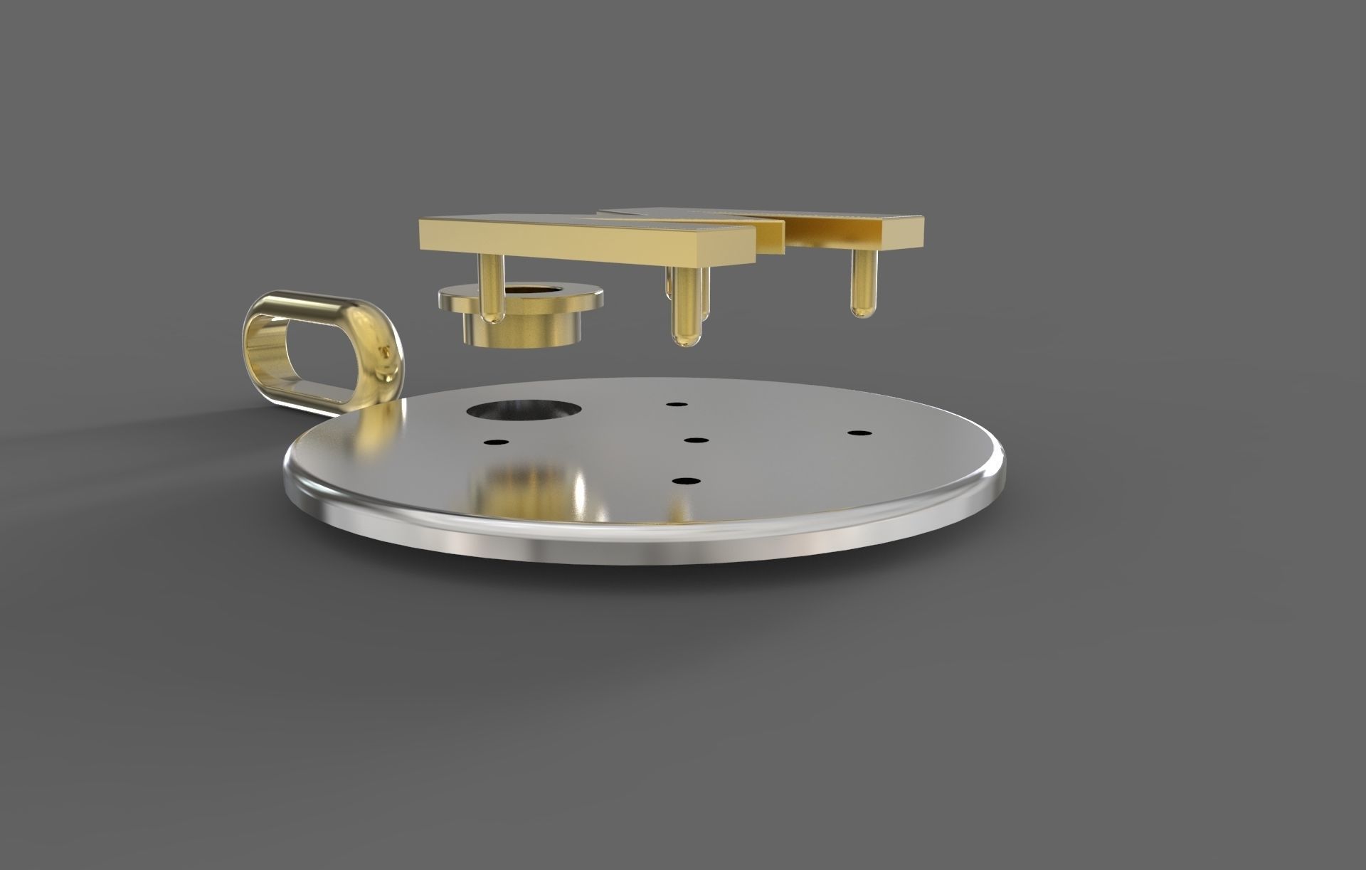 M Pendant letter in gold and silver 3D print model_4