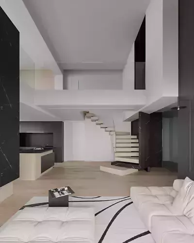 Modern minimalist living room 3D model 6