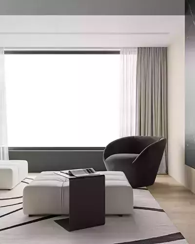 Modern minimalist living room 3D model 4