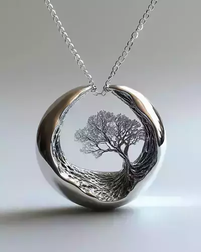 Tree of Life Pendant Artistic Nature Jewelry 3D Model