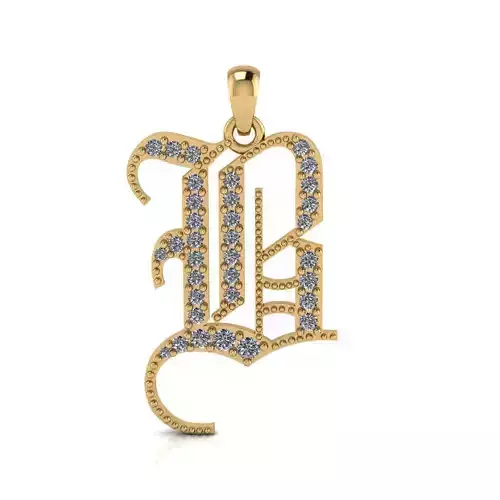 Diamond Olde English Pendant Letter B