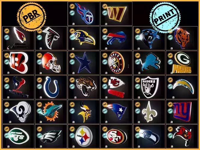 NFL Basketball teams Pack logos- Cinematic- Printable Collection