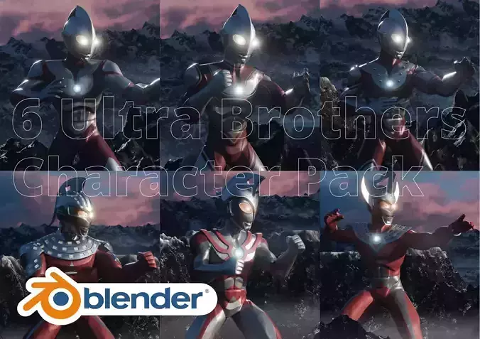 6 Ultra Brothers Stylized 3D Model Pack