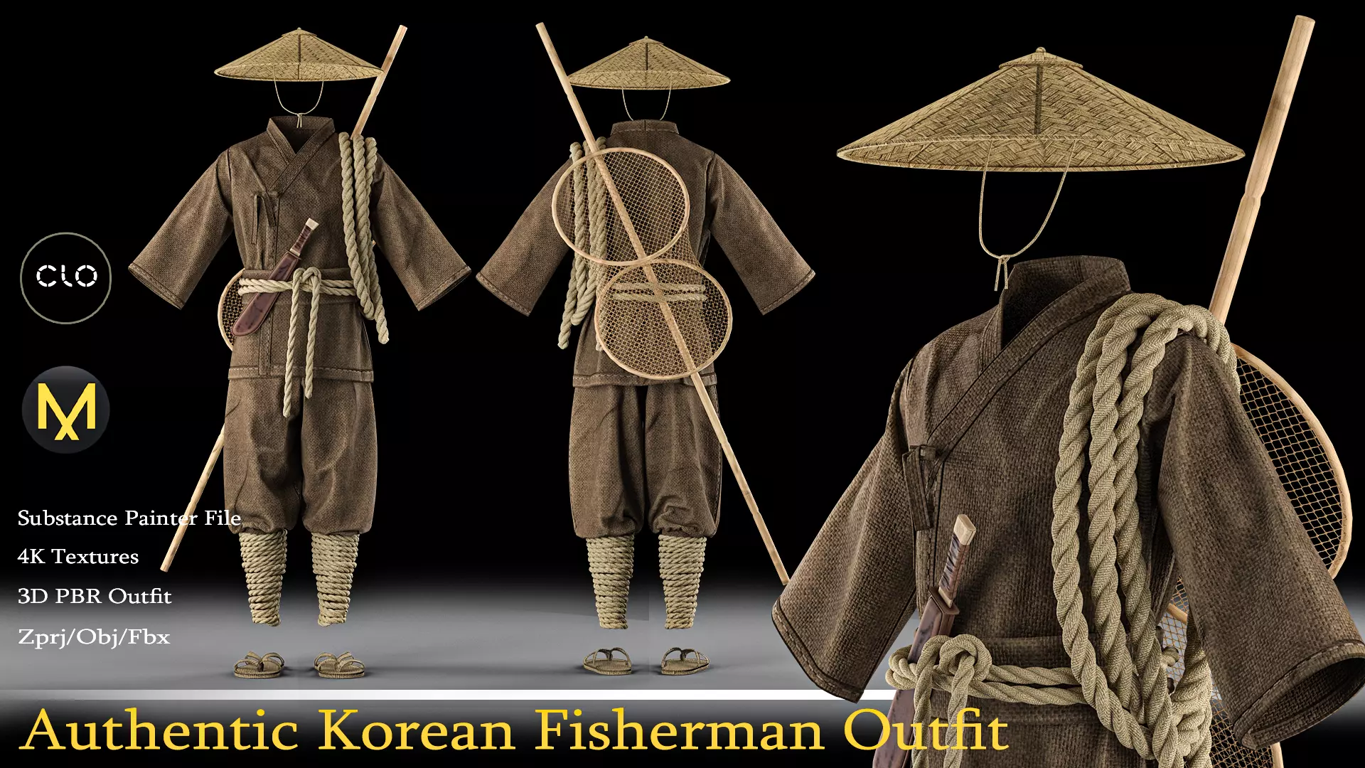 Authentic Korean Fisherman Outfit With 4k Textures 3D model