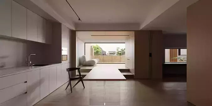 Modern minimalist studio apartment
