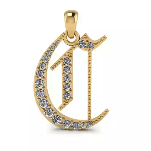 Diamond Olde English Pendant Letter C
