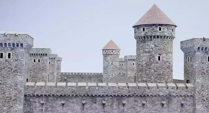 Medieval Castle V1 - Stone Fortress Architecture 3D model 3