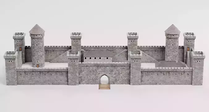 Medieval Castle V1 - Stone Fortress Architecture 3D model 4