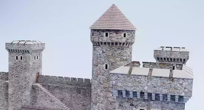 Medieval Castle V1 - Stone Fortress Architecture 3D model 5