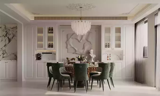 Modern French-style living room 3D model 2