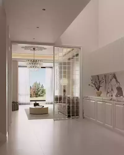 Modern French-style living room 3D model 7
