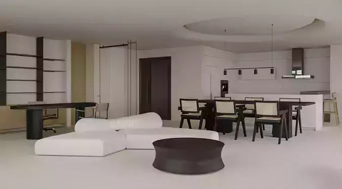 Modern minimalist apartment 3D model 4
