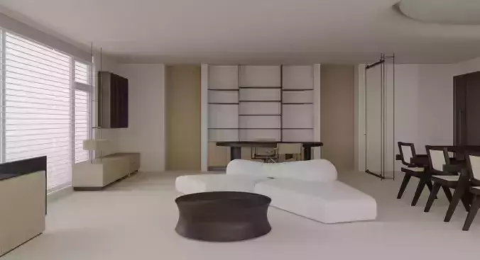 Modern minimalist apartment 3D model 3