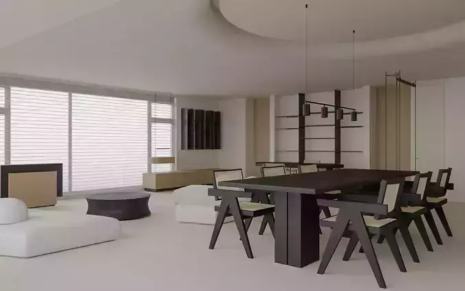 Modern minimalist apartment 3D model 5
