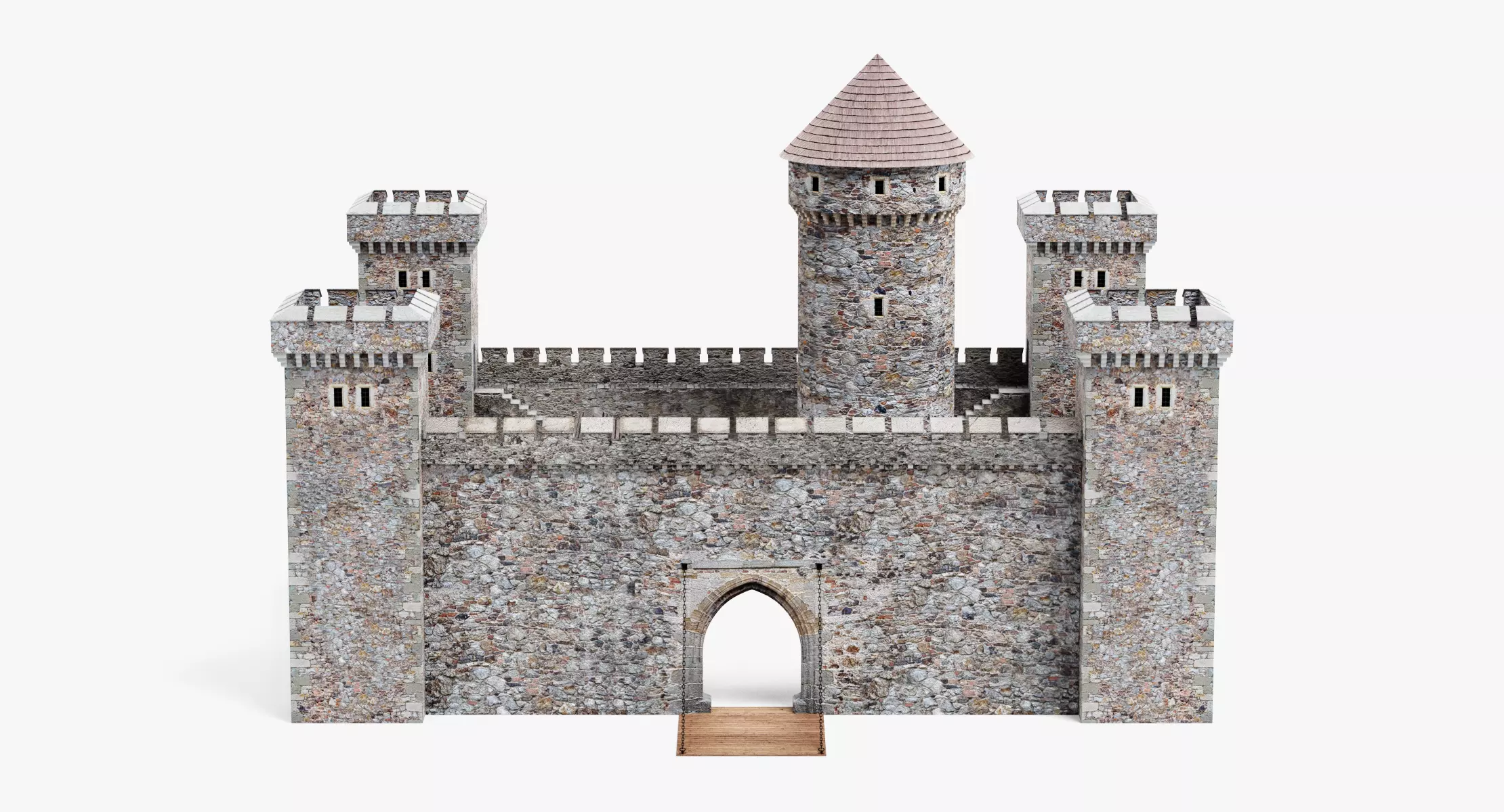 Medieval Castle V3 - Stone Fortress Architecture 3D model