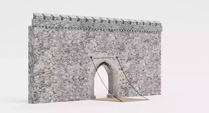 Medieval Gate - Architectural Prop for Modular Building 3D model 7