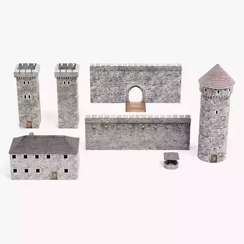 Medieval Set - Modular Castle Building 3D model