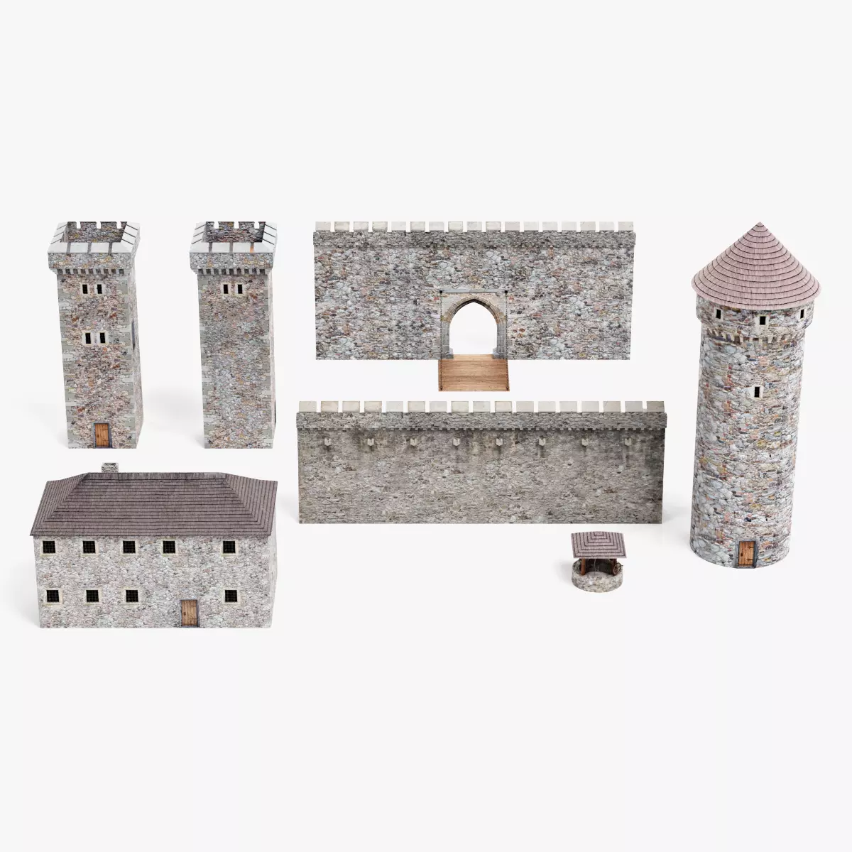 Medieval Set - Modular Castle Building 3D model
