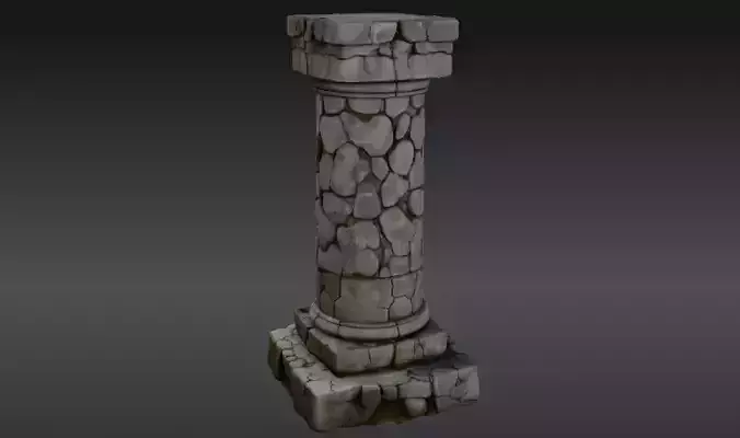 Ancient Stone Ruin Pillar Game Ready Prop Stone Model