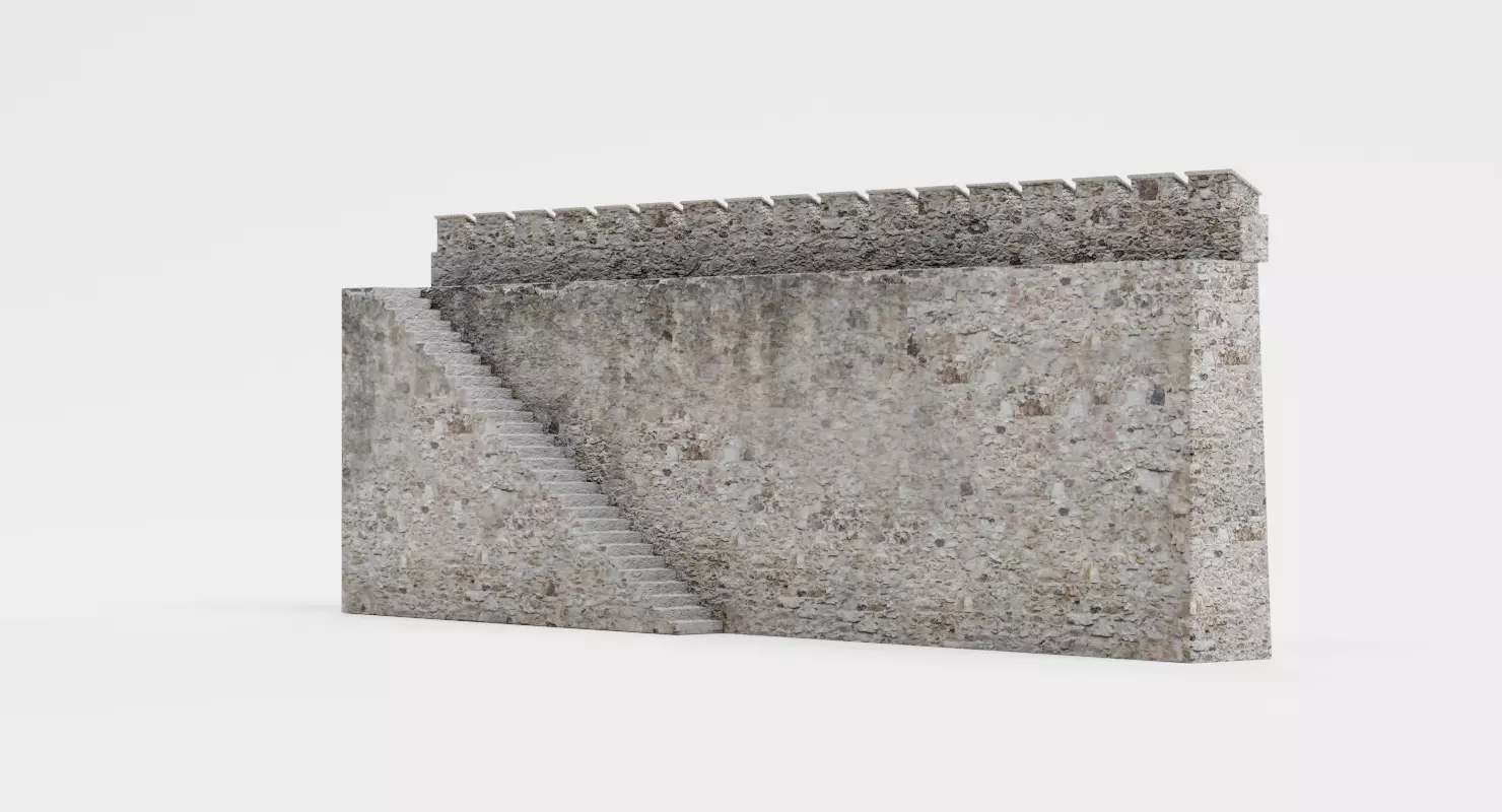 Medieval Wall - Architectural Prop for Modular Building 3D model