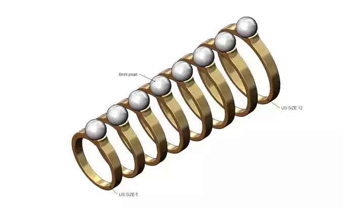 6 mm pearl setting ring US sizes 5to12 