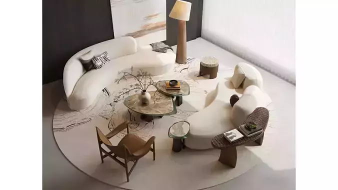 Italian-style Minimalist Curved Sofa