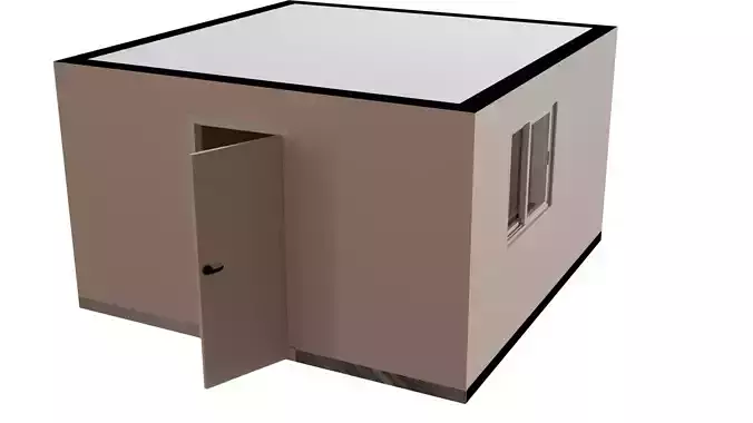 Minimalist Small Room Exterior  Low-Poly 3D House Model