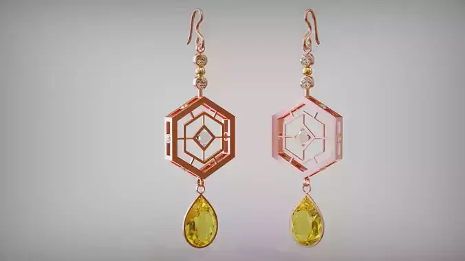 Diamond pear earrings pink rose gold fashion decor woman