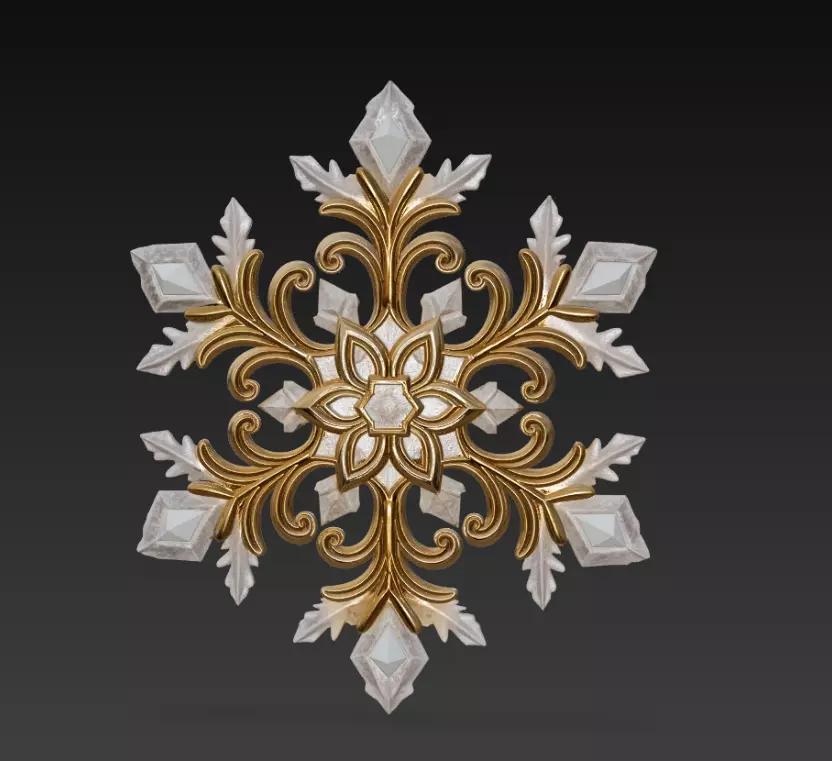 Ornate Crystal Snowflake - Luxury Baroque Christmas Ornament 3D print model