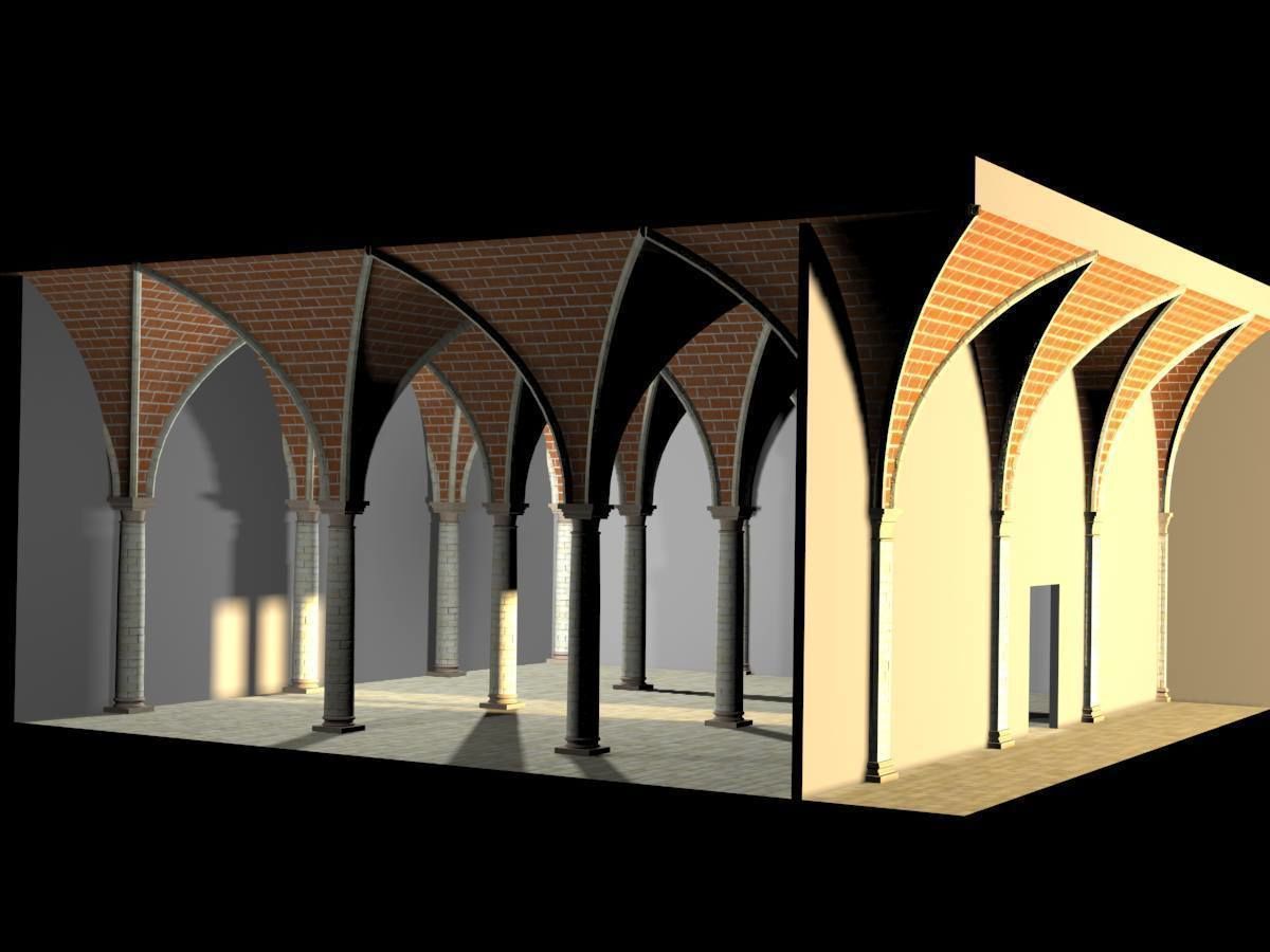 Vaulting 4-3 Renaissance 750cm spaced with thick curbs Low-poly 3D model_6