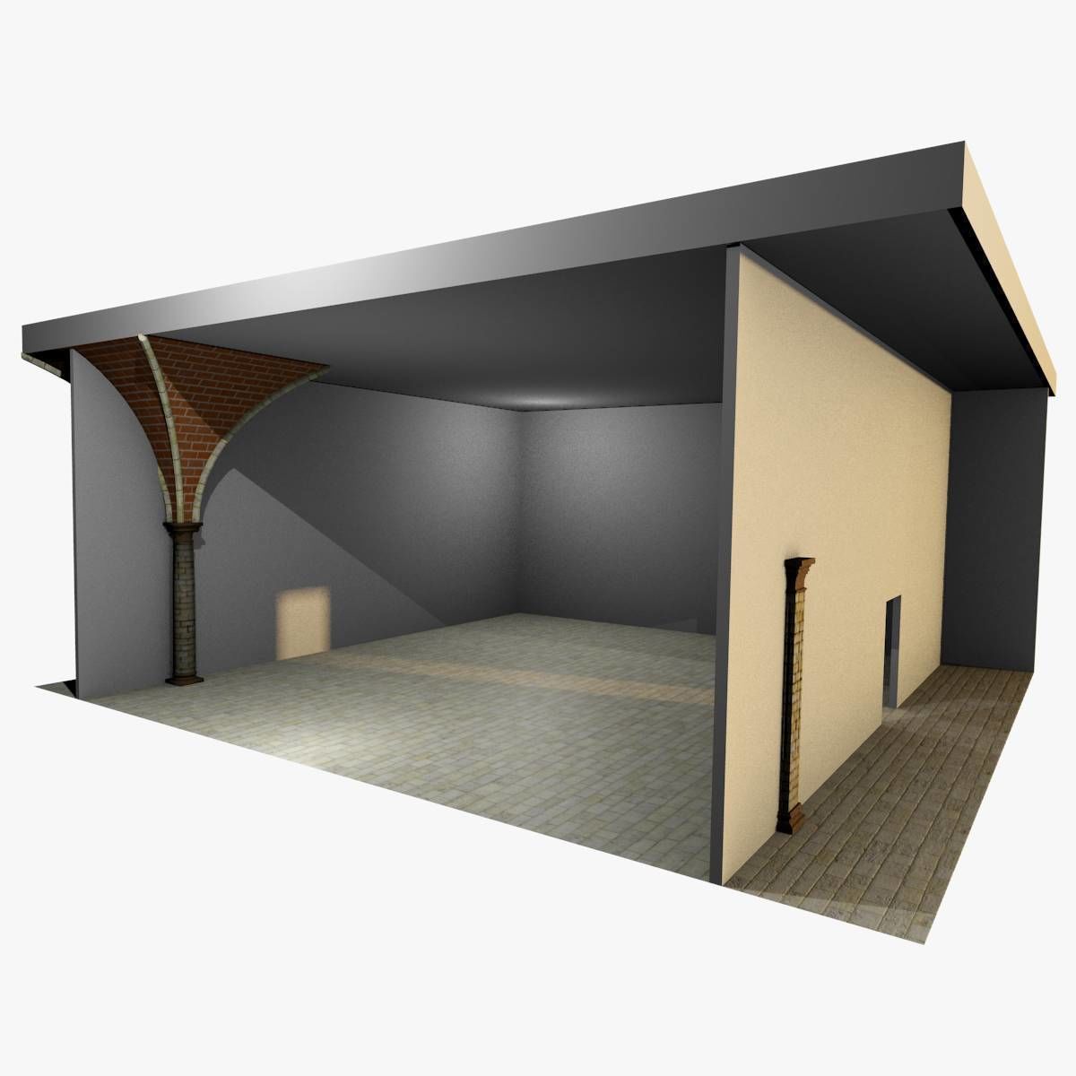 Vaulting 4-3 Renaissance 750cm spaced with thick curbs Low-poly 3D model_5