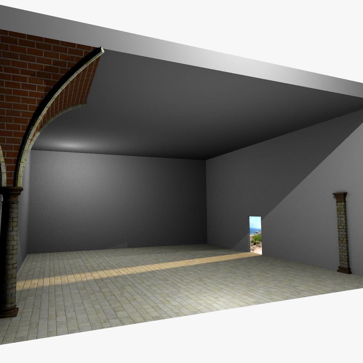 Vaulting 4-3 Renaissance 750cm spaced with thick curbs Low-poly 3D model_4