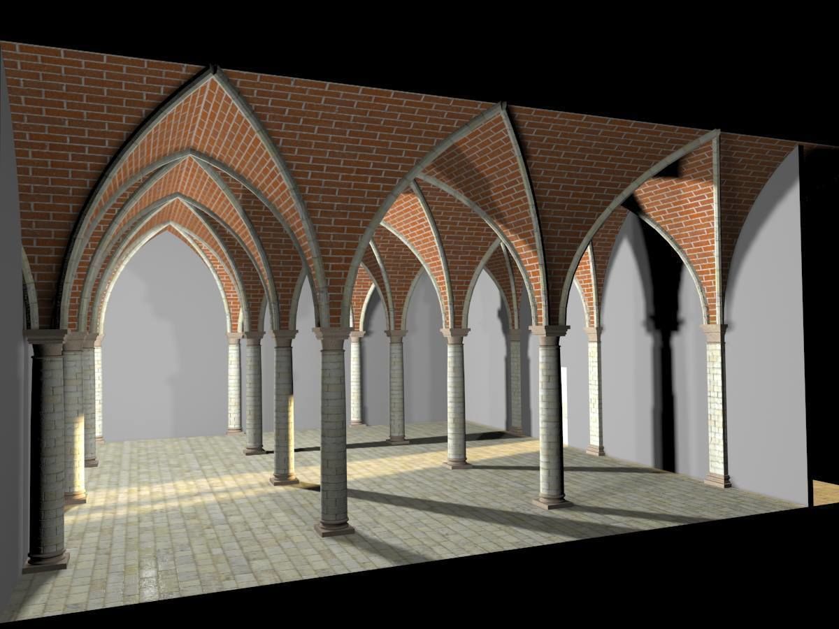 Vaulting 4-3 Renaissance 750cm spaced with thick curbs Low-poly 3D model_7