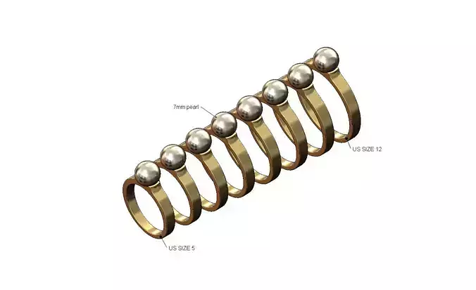 7 mm pearl setting ring US sizes 5to12 
