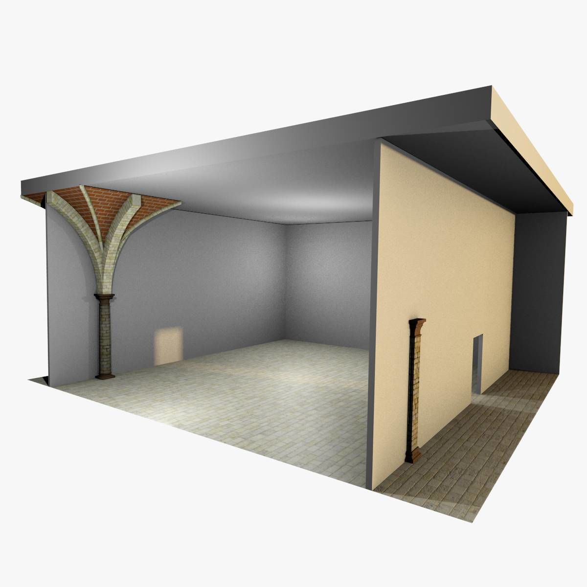 Vaulting 4-4 Renaissance 750cm spcd thin arches and thick curbs Low-poly 3D model_5