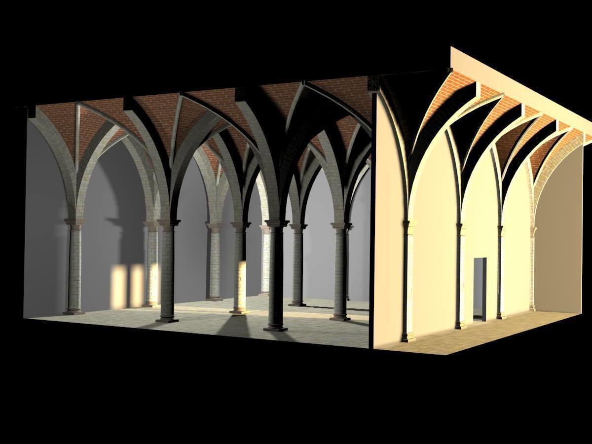 Vaulting 4-4 Renaissance 750cm spcd thin arches and thick curbs Low-poly 3D model_6