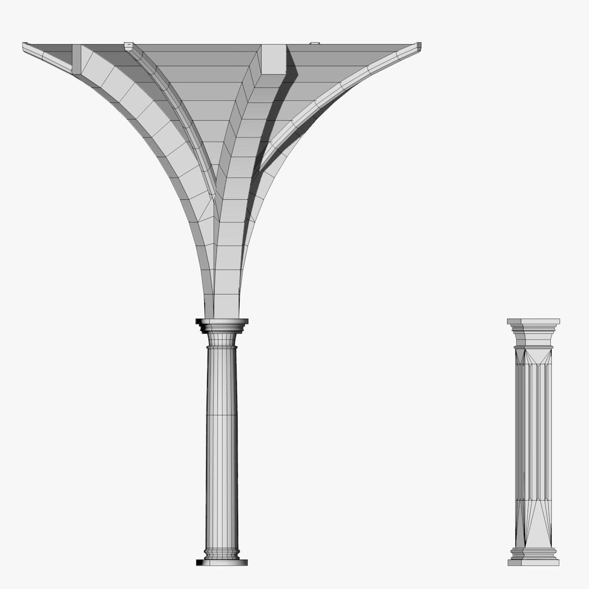 Vaulting 4-4 Renaissance 750cm spcd thin arches and thick curbs Low-poly 3D model_3