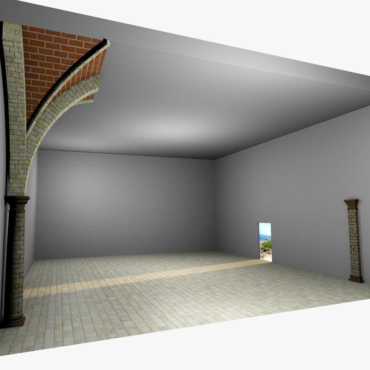 Vaulting 4-4 Renaissance 750cm spcd thin arches and thick curbs Low-poly 3D model_4