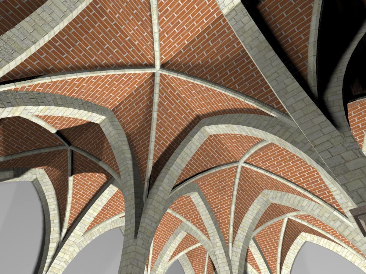 Vaulting 4-4 Renaissance 750cm spcd thin arches and thick curbs Low-poly 3D model_7
