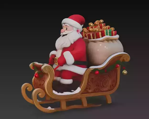 Santa Claus Sleigh Ride - Festive Christmas 3D Model