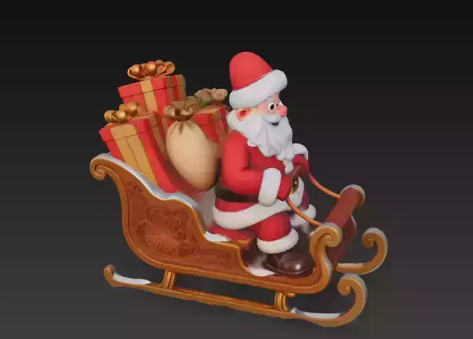 Santa Claus Gift Ride - Classic Christmas Sleigh 3D Model