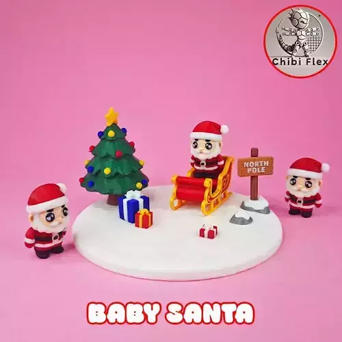 Flexi Baby Santa and Diorama kit Movable Head Version Included