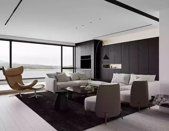 Modern minimalist living room 3D model