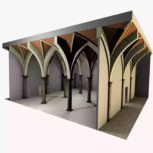 Vaulting 4-5 Renaissance 750cm spcd thick arches and thick curbs Low-poly 3D model