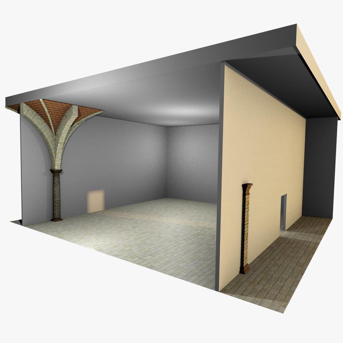 Vaulting 4-5 Renaissance 750cm spcd thick arches and thick curbs Low-poly 3D model_5