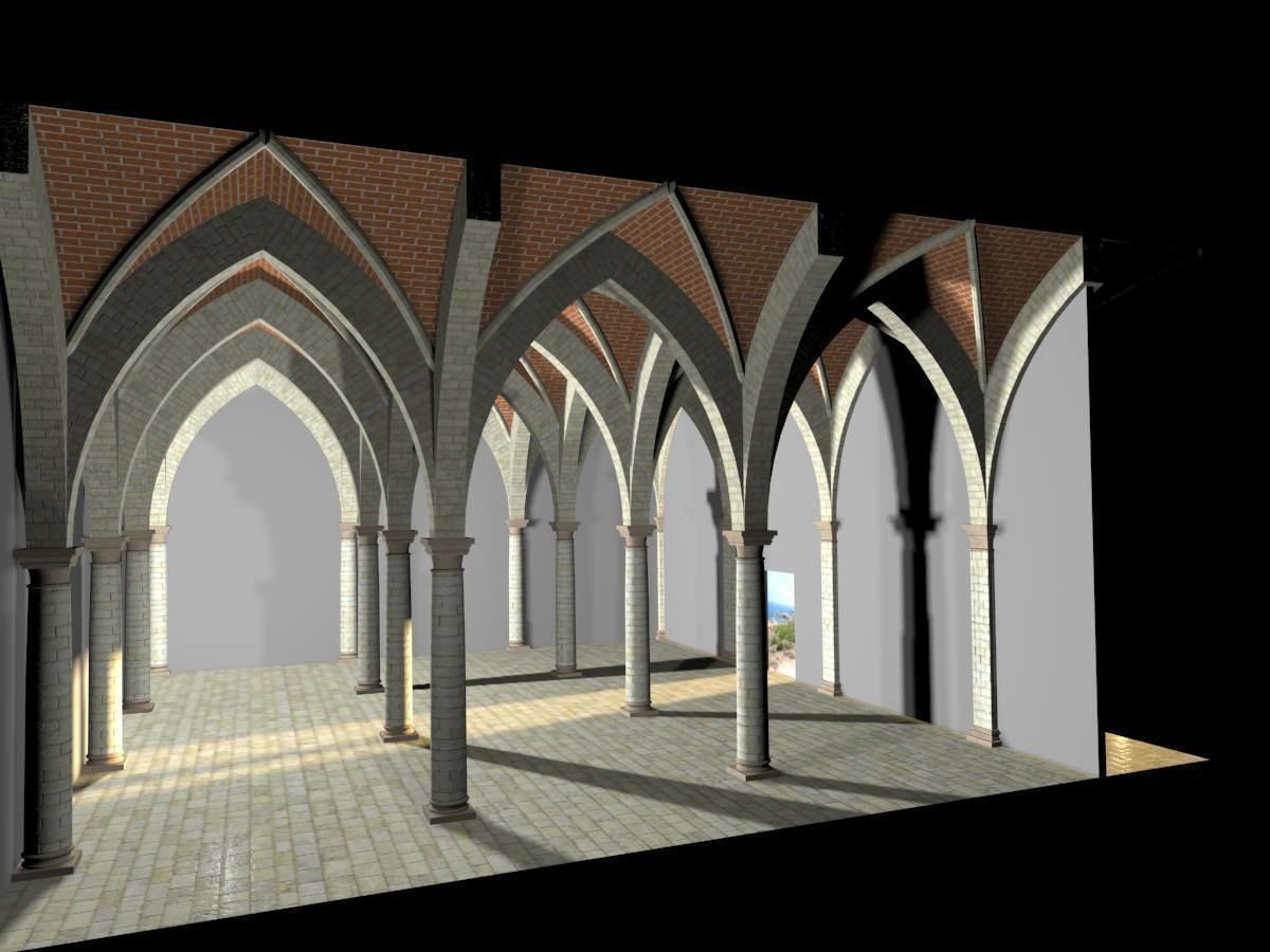 Vaulting 4-5 Renaissance 750cm spcd thick arches and thick curbs Low-poly 3D model_7